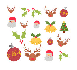 set of christmas elements