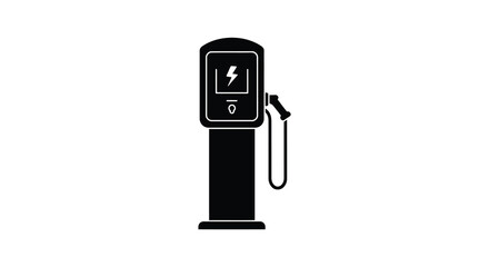 Modern electric vehicle charging station icon a detailed black shape silhouette