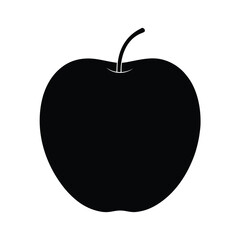 Minimalist black apple silhouette on a clean white background for modern design