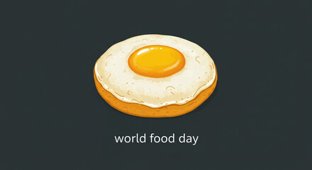 Celebrate World Food Day with a vibrant and delicious fried egg illustration, perfect for social media campaigns promoting nutrition and global food awareness events
