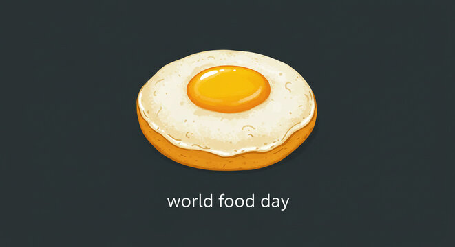 Celebrate World Food Day with a vibrant and delicious fried egg illustration, perfect for social media campaigns promoting nutrition and global food awareness events
