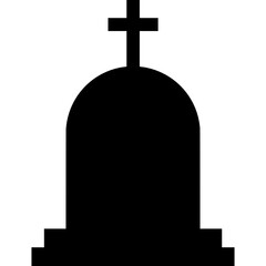 Rounded Tombstone with Cross Silhouette, Scary Halloween Grave Icon