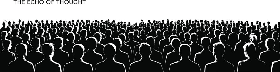 Silhouette crowd of people, large audience gathering, community group, human unity, social event, business conference, public meeting, teamwork collaboration, diversity background, society