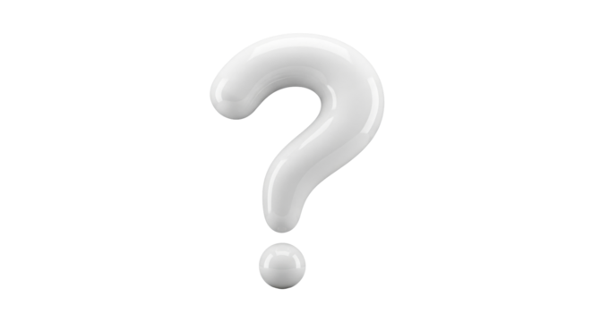 Isolated question mark sign, curiosity concept symbol, doubt or uncertainty expression, 3D