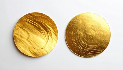 Golden Circles, Brushed Texture, Isolated, for Abstract Design, Art, Craft Use
