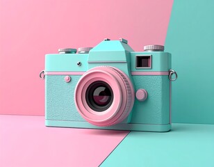 Pastel mint and pink camera