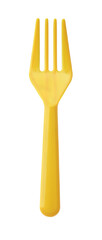 Front view of yellow disposable fork