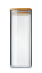 Empty tall glass storage container