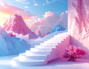 Pastel mountain stairway