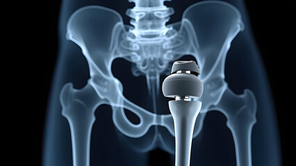 Titanium Hip Replacement With Metal Femoral Stem