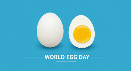 Celebrate World Egg Day with this vibrant and tasty graphic, perfect for food bloggers and culinary promotions, featuring fresh eggs against a clean, modern backdrop