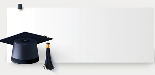 Graduation cap on board, for academic achievement message, diploma event card
