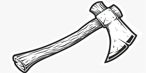 Graphic illustration of an axe, isolated on white. Vector image for design use