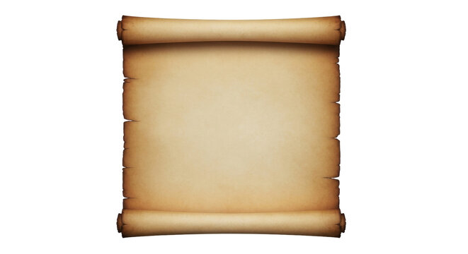 Isolated Antique Scroll, Parchment Poster, Vintage Paper Texture for Text, Message, Design Element