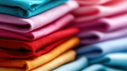 A vibrant collection of neatly folded textiles in an array of colors represents creativity and fashion, inspiring designers and artists alike to explore limitless possibilities.