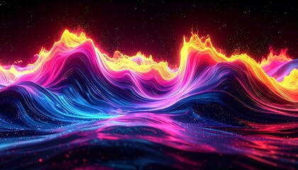 Vibrant, wavy, fiery landscape