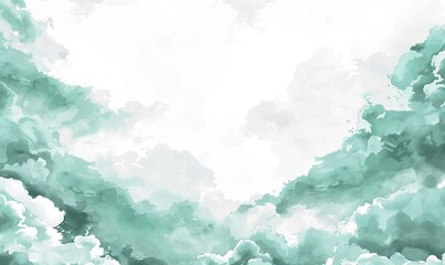 Fototapeta premium Green Cloudy Sky Background Illustration for Texture, Design, and Wallpapers