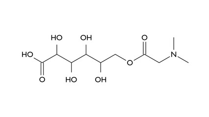pangamic acid molecule, structural chemical formula, ball-and-stick model, isolated image vitamin b15