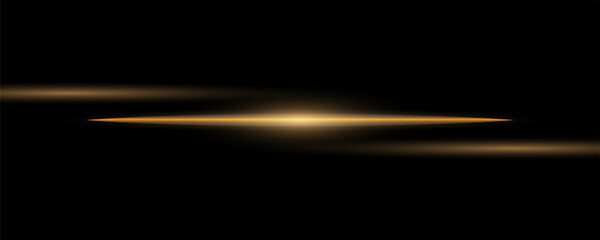 Fototapeta premium Abstract golden laser beam. Transparent isolated on black background. Vector illustration. lighting effect. directional spotlight