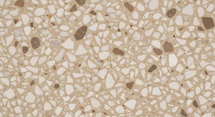 Close-up of Beige Terrazzo Floor with Random Stone Chips in Modern Interior Setting