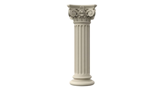 Isolated, classical column architecture made of light stone for historic building designs