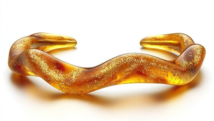Obraz premium Amber-hued, wavy, open-ended bangle with gold inclusions
