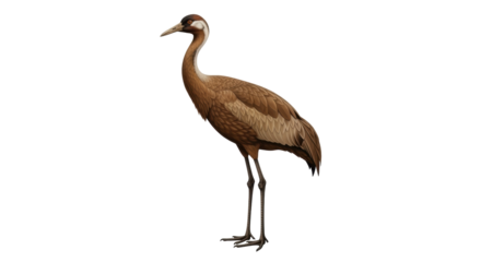 Isolated Sandhill Crane standing tall with one leg on the ground and its neck curved