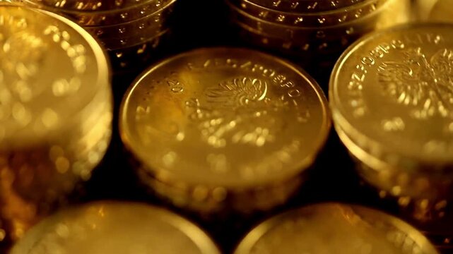 Stack of gold money coin with trading graph, financial investment concept can be use as background stacks of euro coins isolated