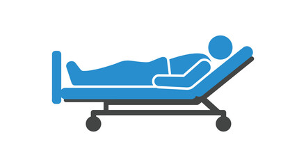 Person lying in a hospital bed a simple graphic silhouette