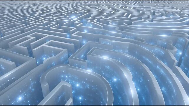 logic of maze, faint code forming and puzzle, glowing symbols pathways justice circuitry AI 4k 45359606 1
