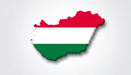 The flag of Hungary filling the map shape of Hungary realistic vector effect isolated on white background
