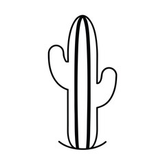 Minimalist black silhouette of a cactus on a clean white background