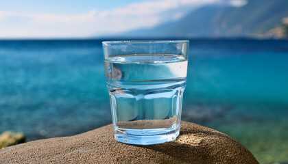 Fresh Potable Water In A Transparent Glass By The Coast