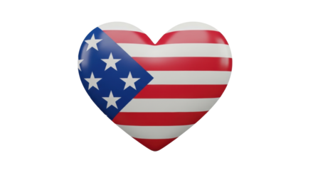 Isolated American flag heart, patriotic design, symbol of United States, love for country
