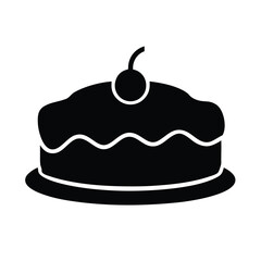 Minimalist black silhouette of a cake on a white background