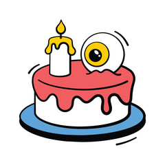 Creatively crafted premium doodle icon of halloween cake