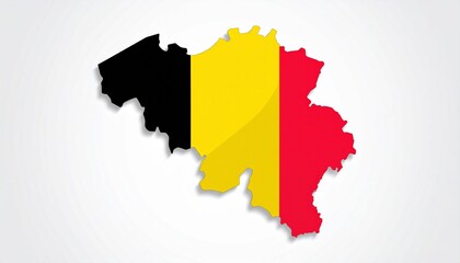 Fototapeta premium The flag of Belgium overlaying the map shape of Belgium flat vector design isolated on white background 