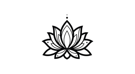 Intricate floral design of a lotus flower in black and white silhouette