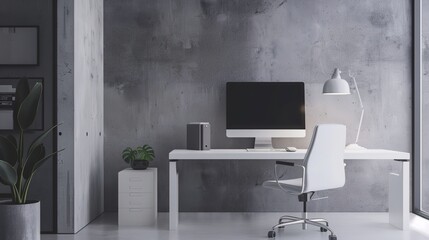 Simple Office Background Design Images, presenting neat desks, floor plants, transparent glass windows, minimalist meeting areas and other elements with a simple visual style. Covering fresh tones