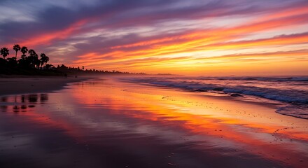 Sunset beach scene