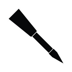 Simple black silhouette of a chisel on a clean white background for design