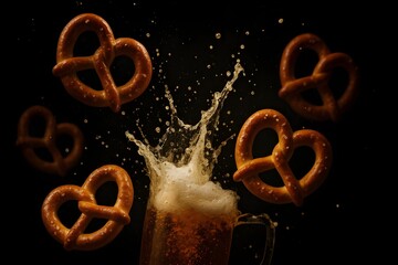Pretzels Levitating Over a Beer Glass