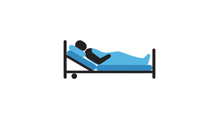 Person resting in adjustable hospital bed simplified graphic black silhouette