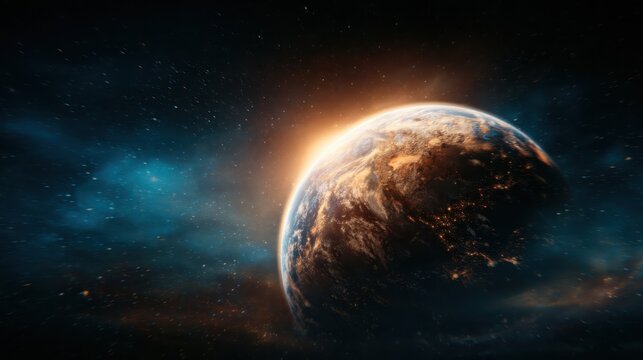 A breathtaking view of Earth from outer space, showcasing the planet's vibrant atmosphere and cosmic beauty, evoking a sense of wonder and exploration of the universe.