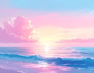 Pastel sunset over a tranquil ocean