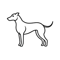 Minimalist black dog silhouette on a clean white background