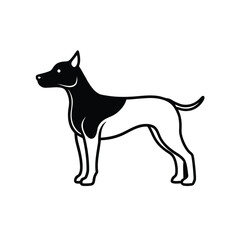 Minimalist black dog silhouette on a clean white background for versatile design use
