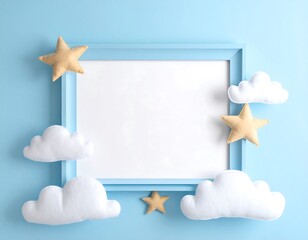 Pastel-colored frame with clouds and stars