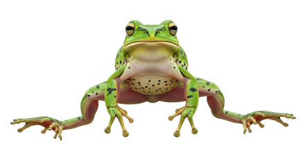 Isolated Tree Frog, Close Up Frontal Portrait, Standing, Cute Animal, Amphibian, Green Skin