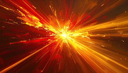 Radiating energy burst, bright light beams in space background, use as abstract art